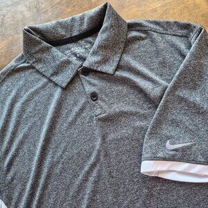 Nike Golf Tour Performance Polo Mens LG Gray with white side insets Logo Dri-Fit